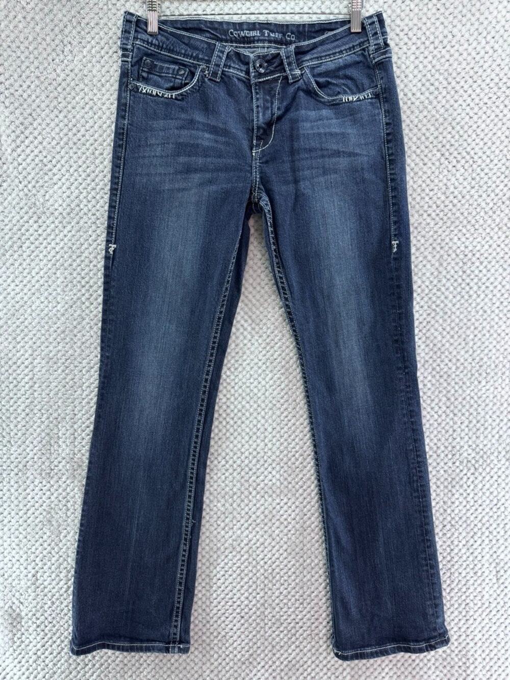 Cowgirl Tuff Co Jeans Womens 31 Blue Dark Wash LUV Straight Mid Rise Festival